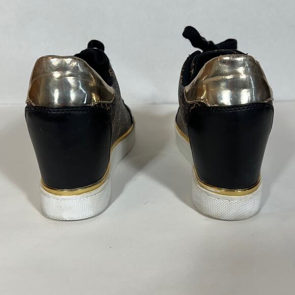 Guess GW Flowurs Wedge Sneakers in Brown and Metallic Gold Multi 8.5M - Picture 6 of 13